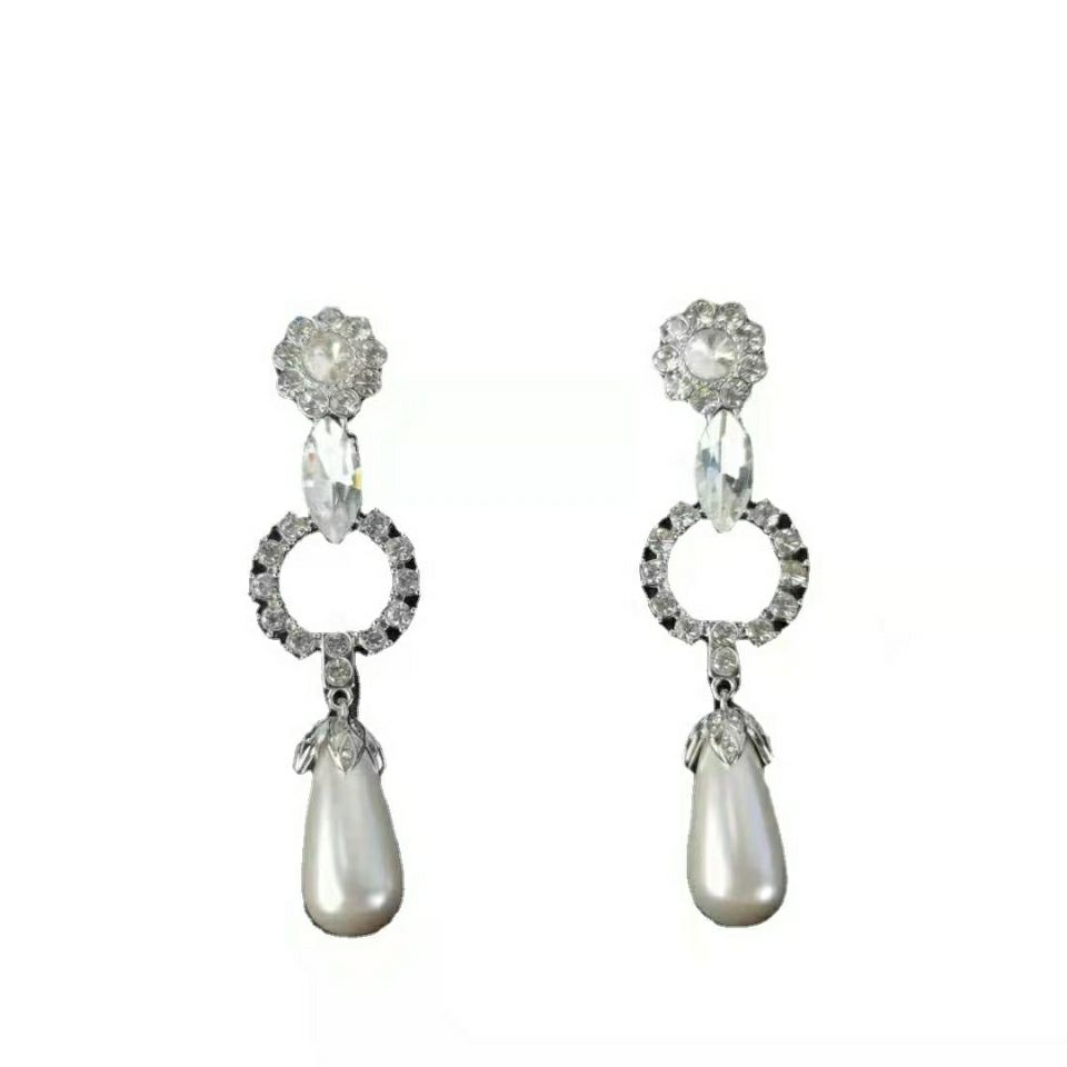 Diamond-set stud earrings