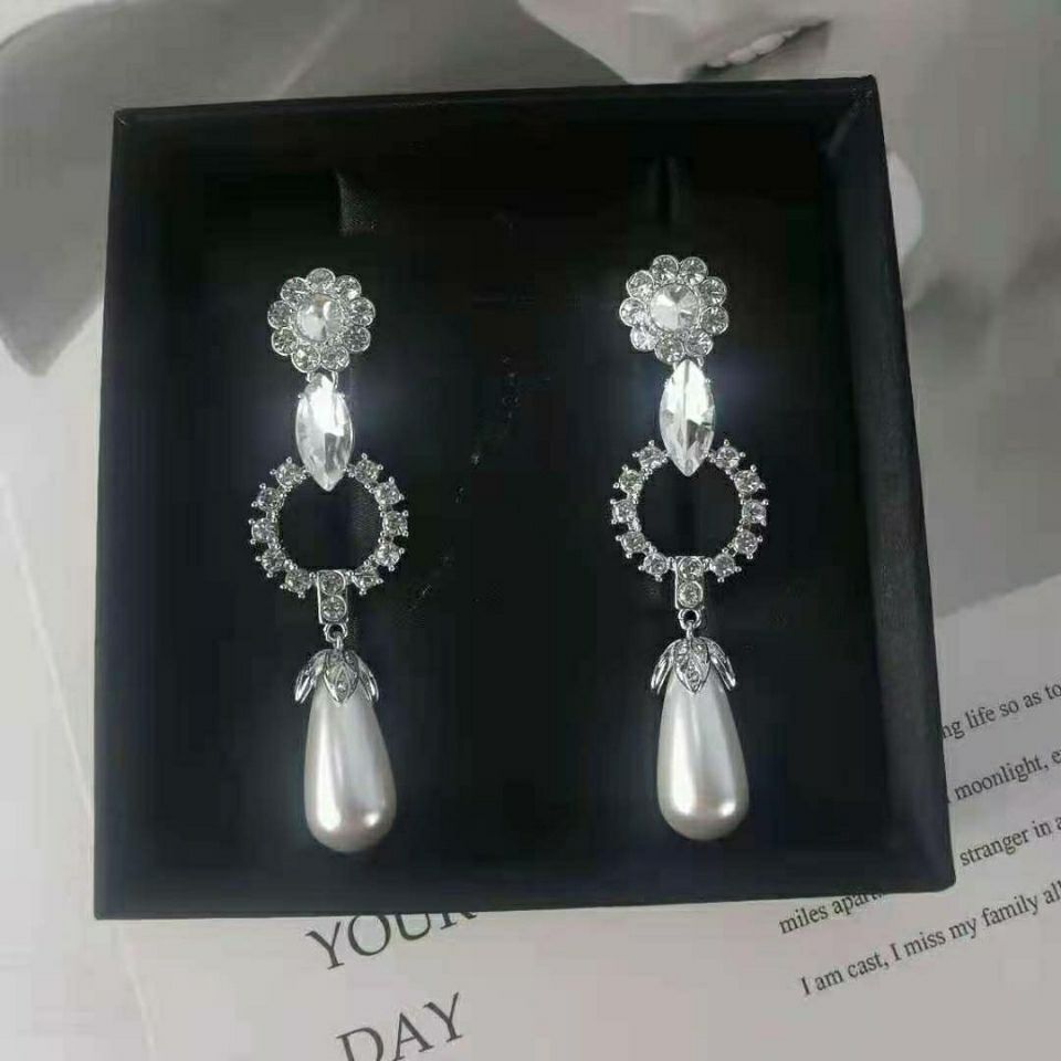 Diamond-set stud earrings