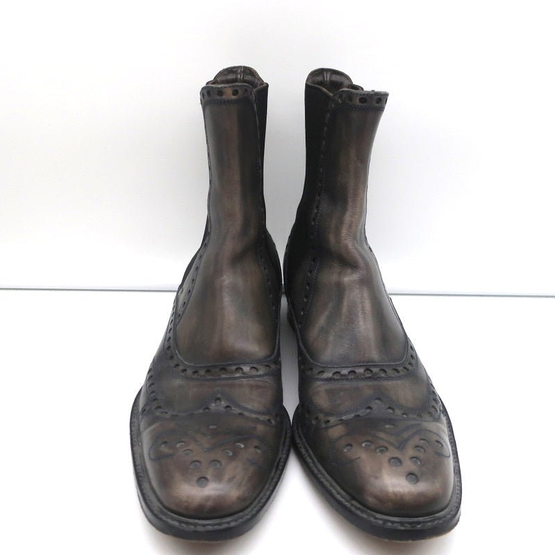 Dolce & Gabbana Wingtip Boots Brown/Gray Leather Size 37.5 Flat Chelsea Boots